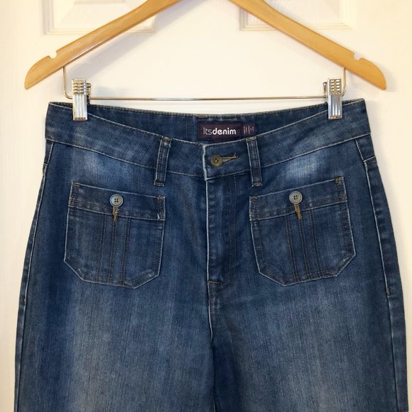 Its Denim Retro Wide Flare Blue Jeans - Size 6 Tall - Picture 3 of 7